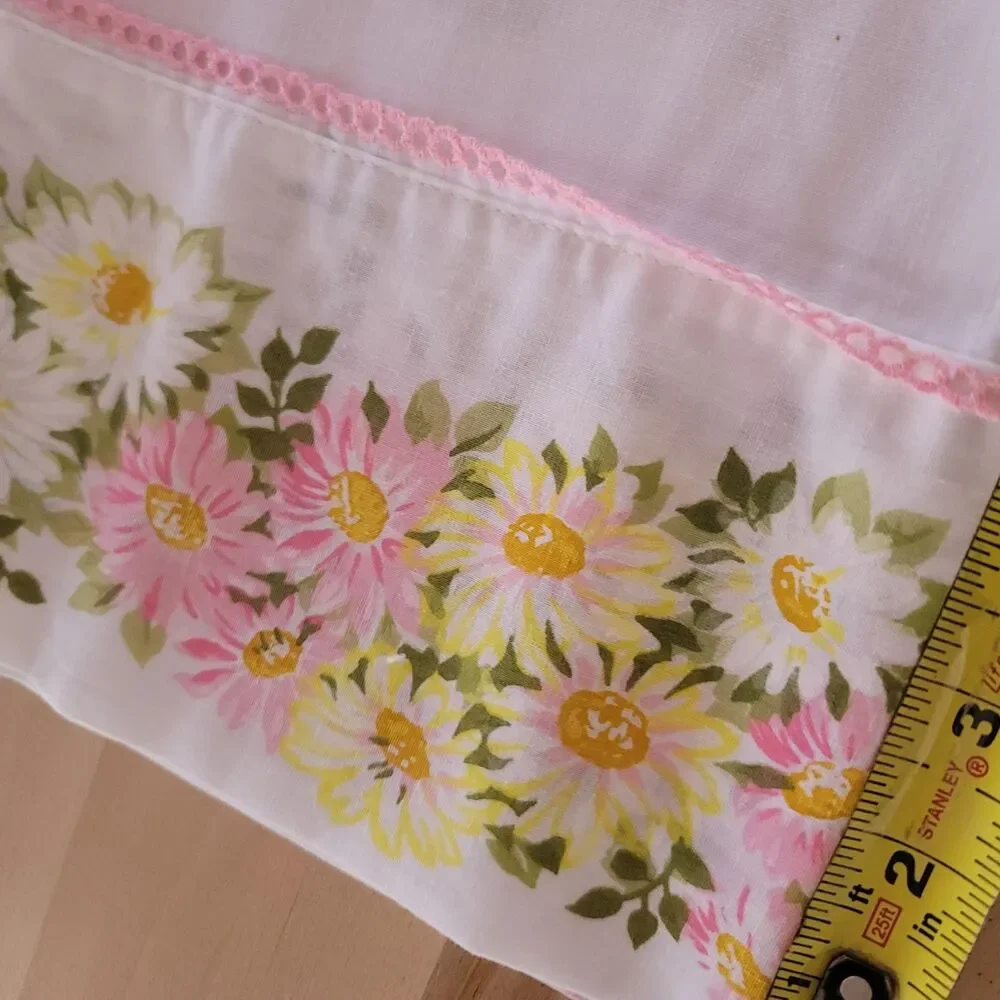 Vintage 70s Morgan Jones Daisy Floral Twin Flat Sheet Lot 2 PCS Cottage Hippie
